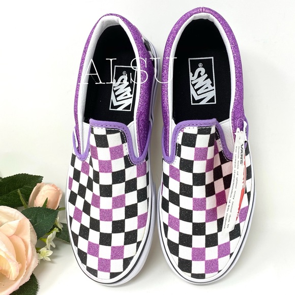 VANS Classic Slip On Glitter Checkerboard Violet W - Picture 4 of 6